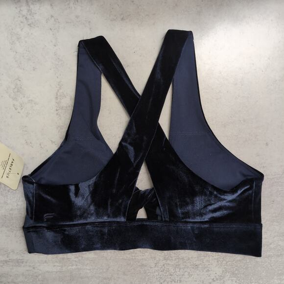 NWT Fabletics Oasis Twist-Front Velour Sports Bra - Navy Blue - Medium (8) - Picture 3 of 8